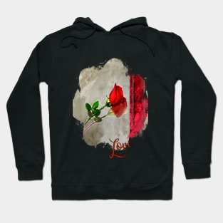 Red Rose on Marble Hoodie